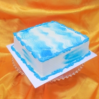 Blue on White Swirl Cake - 1Kg